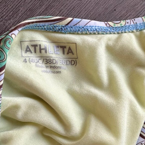 Athleta Tankini Swimsuit Sz 4 40C 38D 36DD/ Lg Green Floral Paisley Womens - Picture 5 of 7